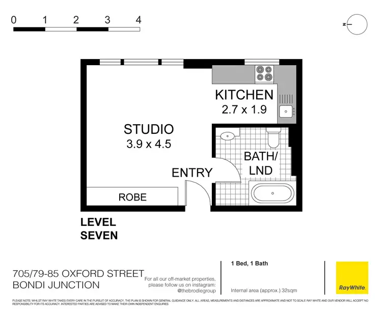 Floorplan of Homely studio listing, 705/79-85 Oxford Street, Bondi Junction NSW 2022