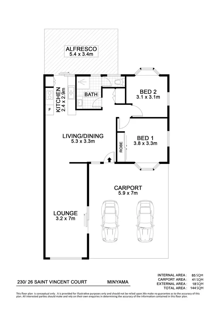 Floorplan of Homely unit listing, 230/26 Saint Vincents Court, Minyama QLD 4575
