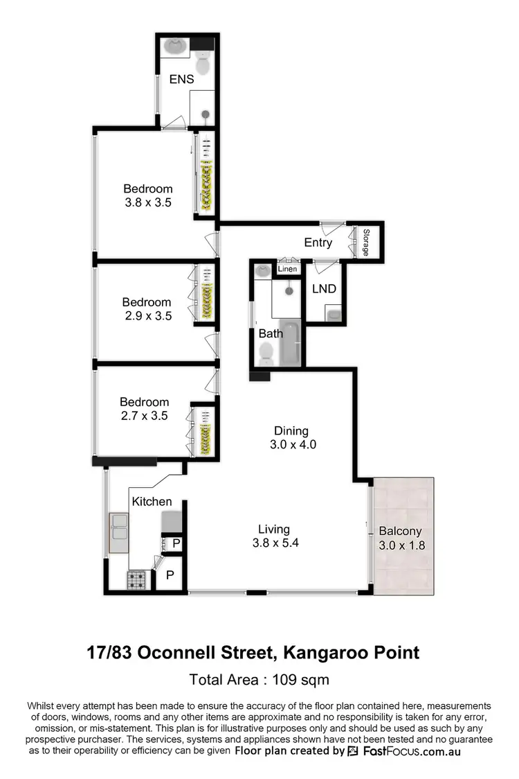 Floorplan of Homely apartment listing, 17/83 O'Connell Street, Kangaroo Point QLD 4169