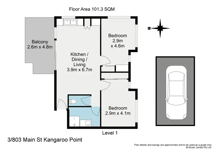 Floorplan of Homely apartment listing, 3/803 Main Street, Kangaroo Point QLD 4169