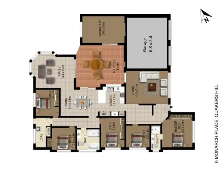 Floorplan of Homely house listing, 6 Monarch Place, Quakers Hill NSW 2763