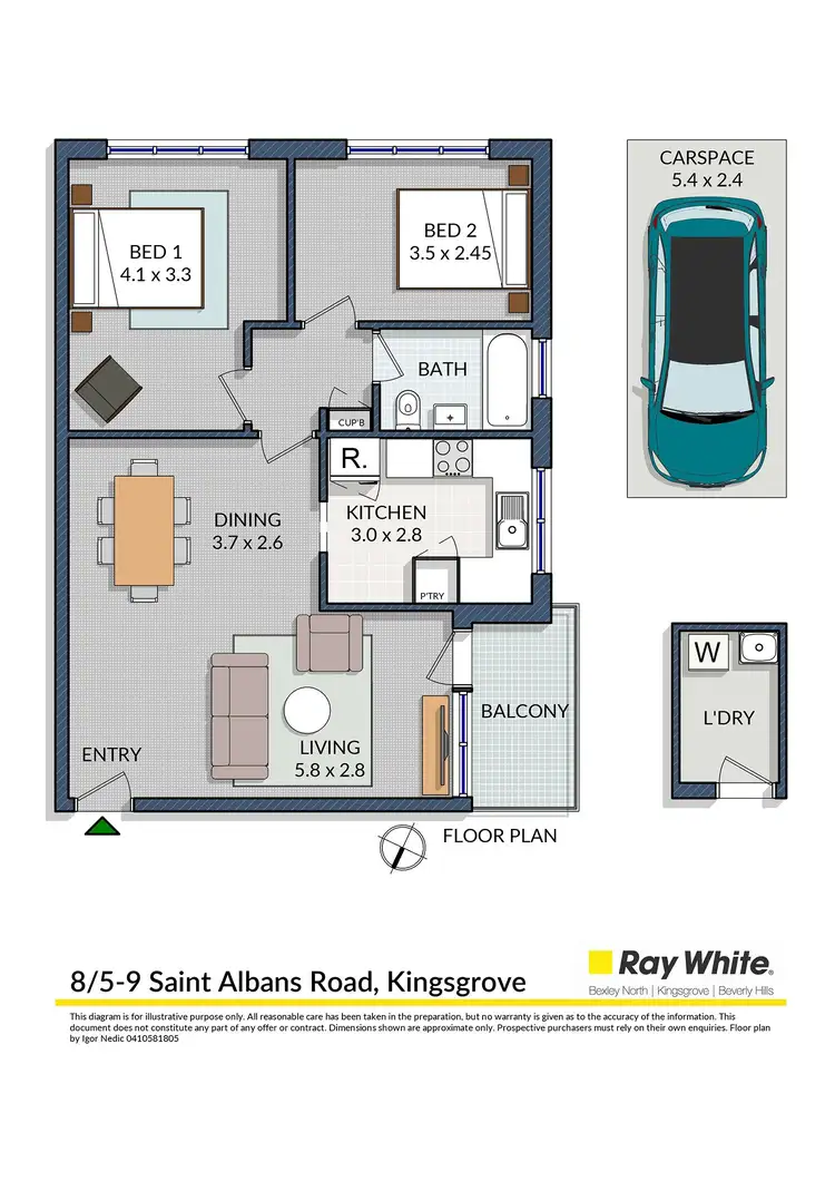 Floorplan of Homely apartment listing, 8/5-9 St Albans Road, Kingsgrove NSW 2208