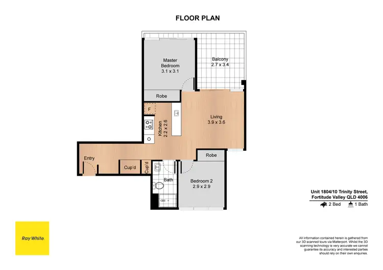 Floorplan of Homely apartment listing, 1804/10 Trinity Street, Fortitude Valley QLD 4006