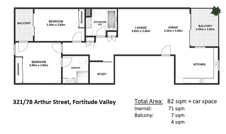 Floorplan of Homely apartment listing, Level 2/78 Arthur Street, Fortitude Valley QLD 4006