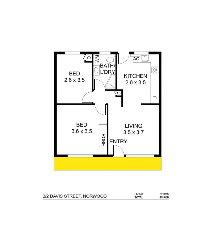 Floorplan of Homely unit listing, 2/2 Davis Street, Norwood SA 5067