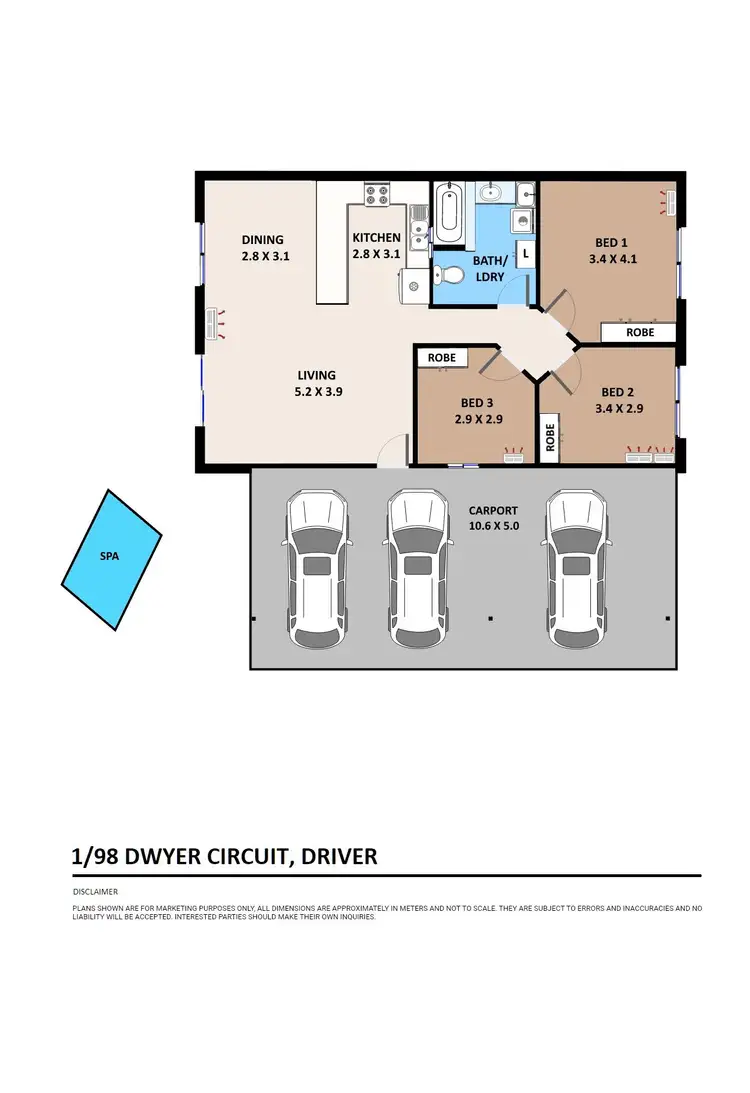 Floorplan of Homely unit listing, 1/98 Dwyer Circuit, Driver NT 830