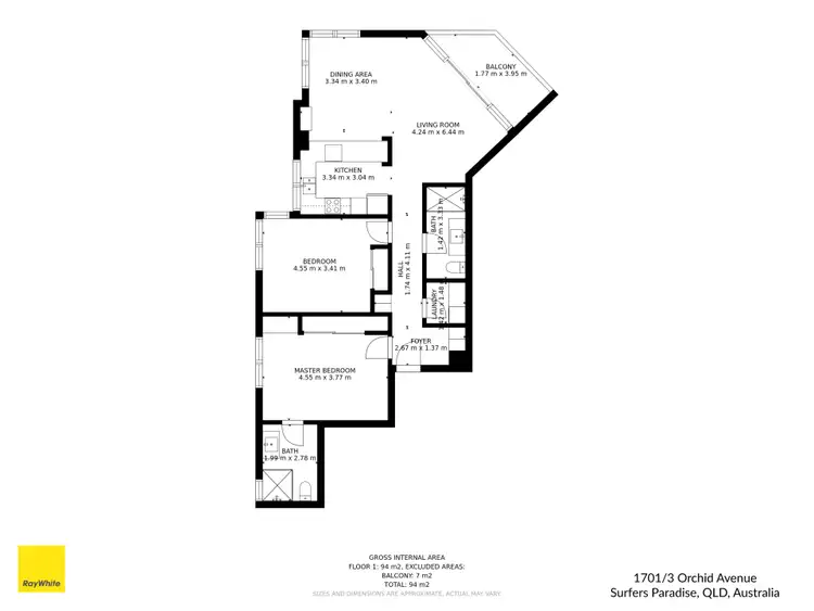 Floorplan of Homely unit listing, 1701/3 Orchid Avenue, Surfers Paradise QLD 4217