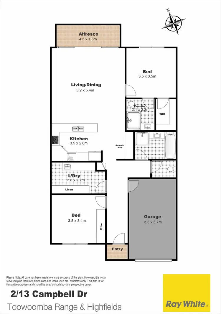 Floorplan of Homely house listing, 2/13 Campbell Drive, Highfields QLD 4352