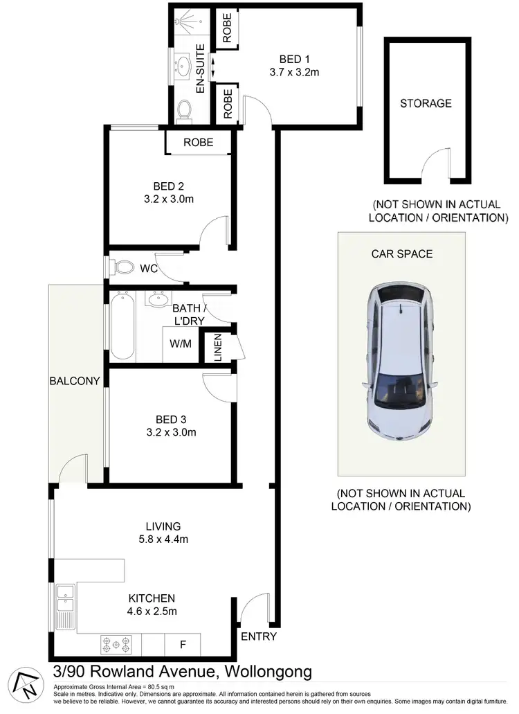 Floorplan of Homely apartment listing, 3/90 Rowland Avenue, Wollongong NSW 2500