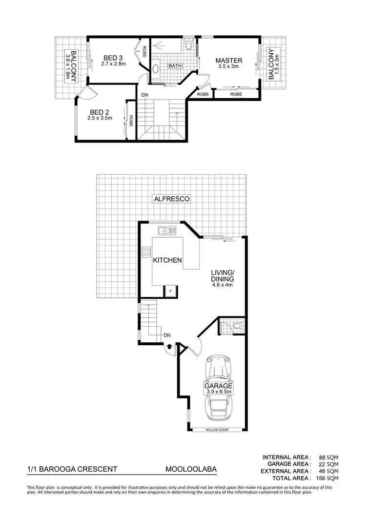 Floorplan of Homely townhouse listing, 1/1 Barooga Crescent, Mooloolaba QLD 4557