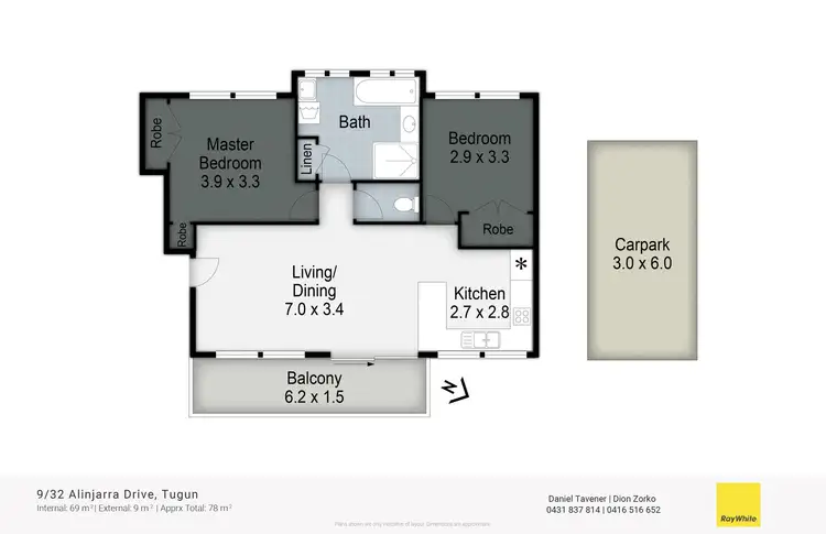 Floorplan of Homely unit listing, 9/32 Alinjarra Drive, Tugun QLD 4224