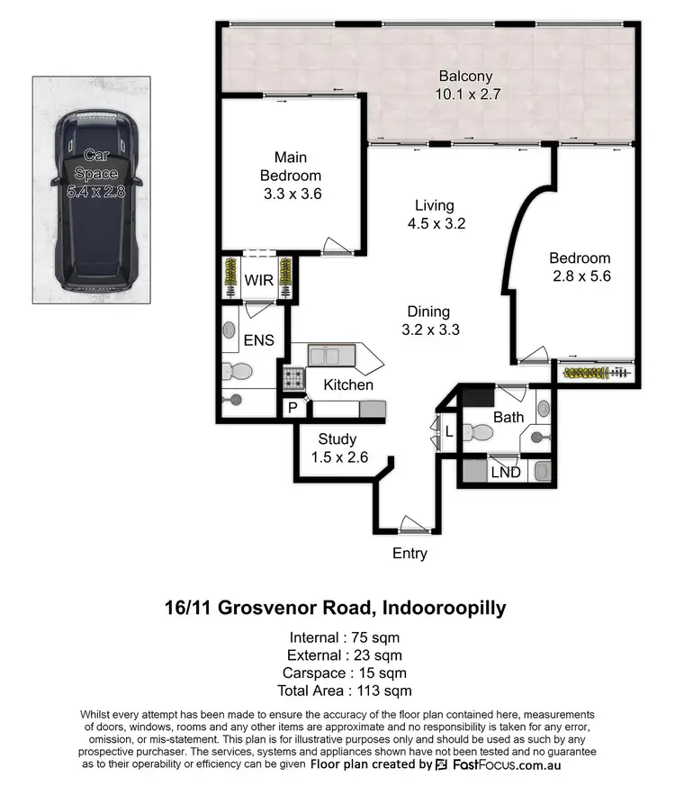 Floorplan of Homely unit listing, 16/11 Grosvenor Road, Indooroopilly QLD 4068