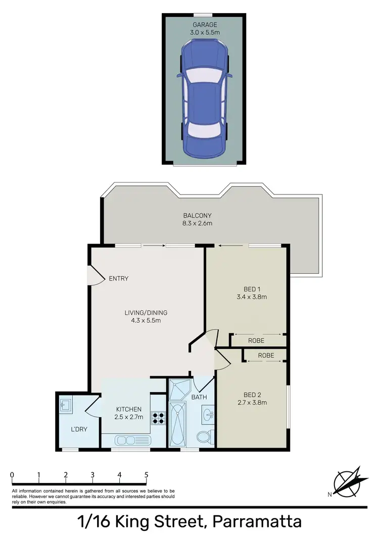 Floorplan of Homely unit listing, 1/16 King Street, Parramatta NSW 2150