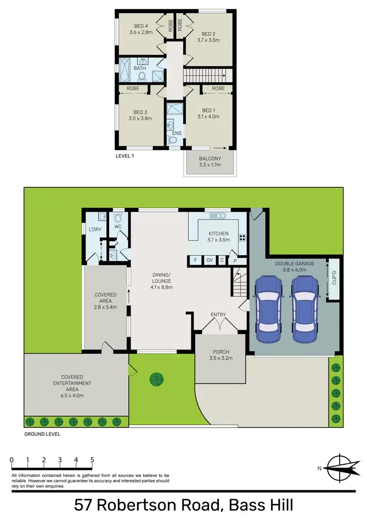 Floorplan of Homely semi-detached listing, 57 Robertson Road, Bass Hill NSW 2197