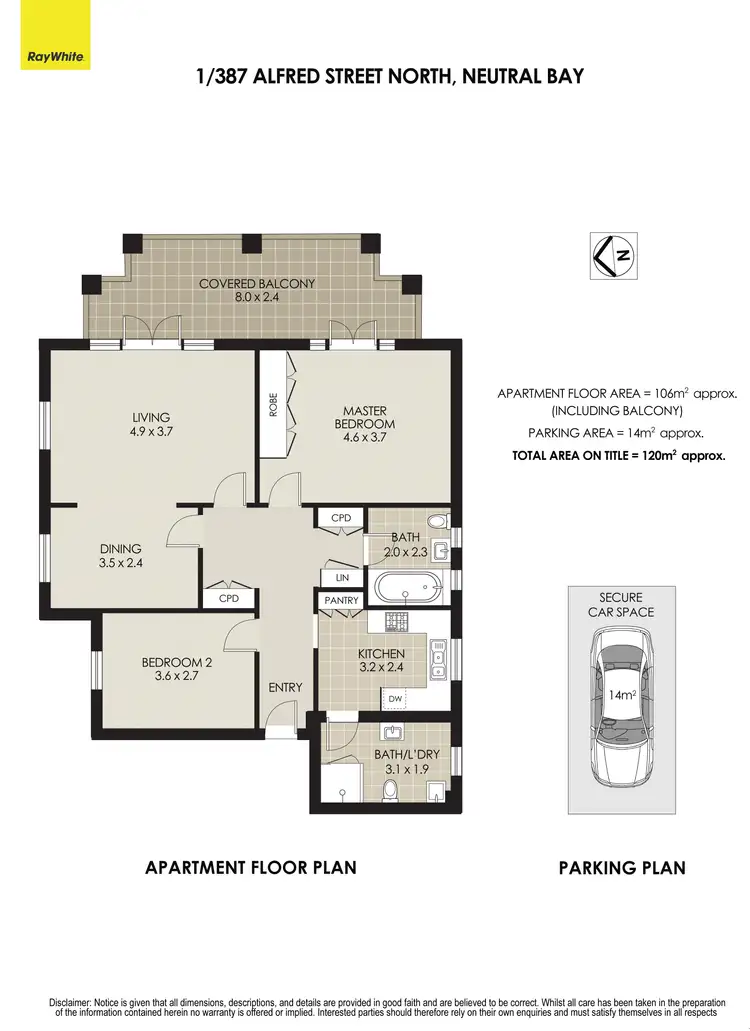 Floorplan of Homely apartment listing, 1/387 Alfred Street North, Neutral Bay NSW 2089