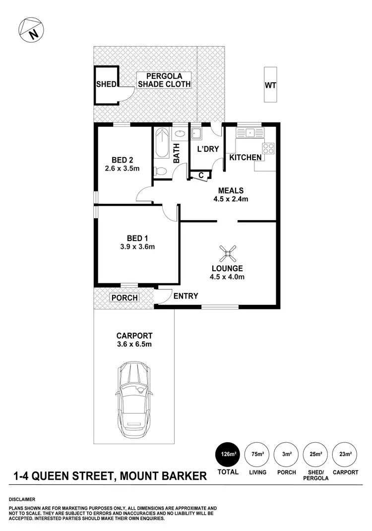 Floorplan of Homely unit listing, 1/4 Queen Street, Mount Barker SA 5251