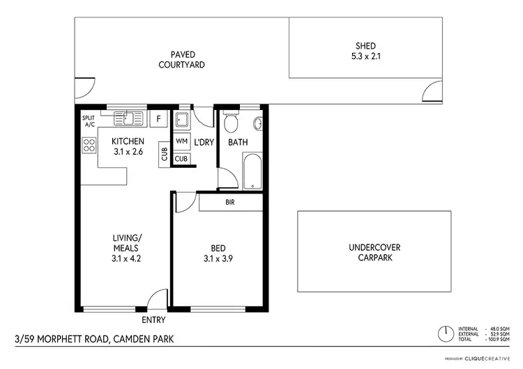 Floorplan of Homely unit listing, 3/59 Morphett Road, Camden Park SA 5038