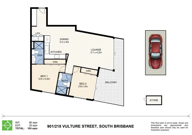 Floorplan of Homely apartment listing, 901/218 Vulture Street, South Brisbane QLD 4101