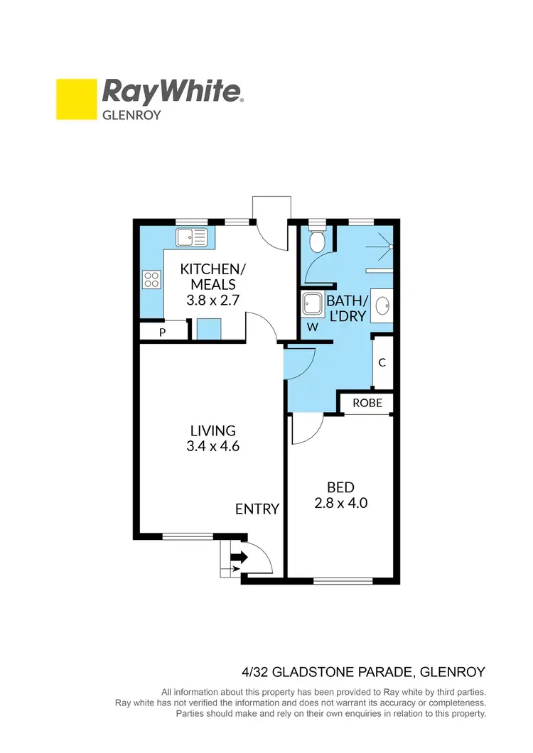 Floorplan of Homely unit listing, 4/32 Gladstone Parade, Glenroy VIC 3046