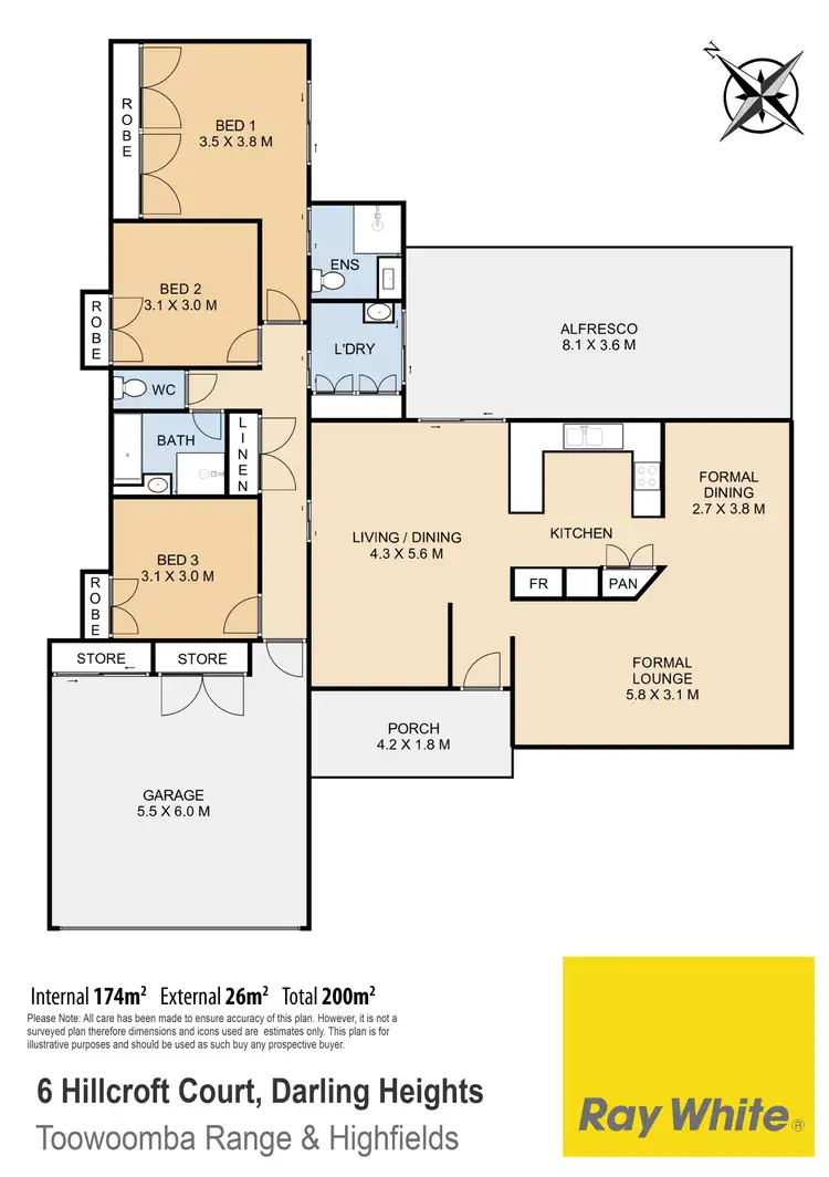 Floorplan of Homely house listing, 6 Hillcroft Court, Darling Heights QLD 4350