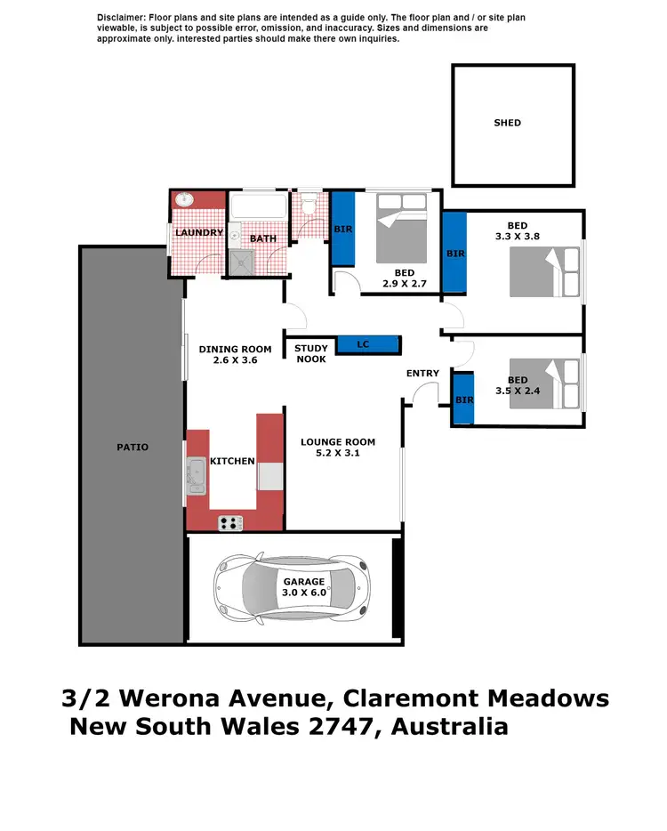 Floorplan of Homely villa listing, 3/2 Werona Avenue, Claremont Meadows NSW 2747
