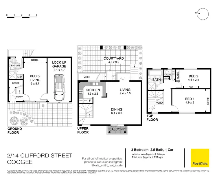 Floorplan of Homely townhouse listing, 2/14 Clifford Street, Coogee NSW 2034