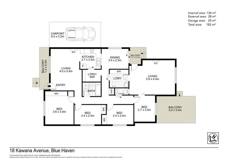 Floorplan of Homely house listing, 18 Kawana Avenue, Blue Haven NSW 2262