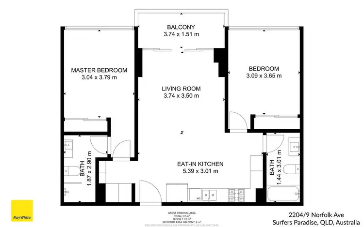 Floorplan of Homely apartment listing, 2204/9 Norfolk Avenue, Surfers Paradise QLD 4217