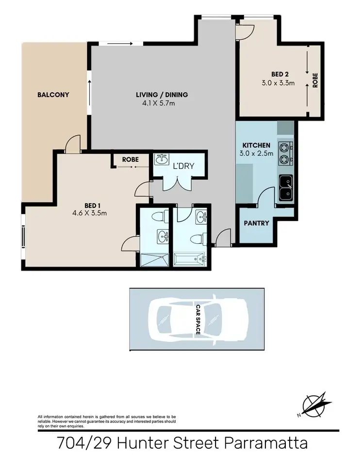 Floorplan of Homely apartment listing, 704/29 Hunter Street, Parramatta NSW 2150