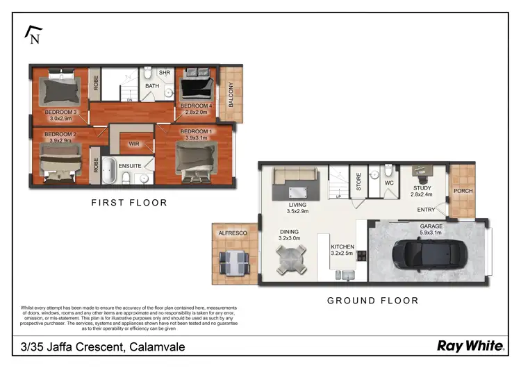 Floorplan of Homely townhouse listing, 3/35 Jaffa Crescent, Calamvale QLD 4116