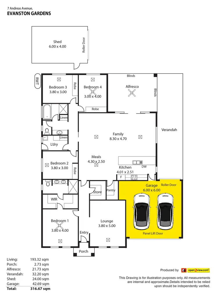 Floorplan of Homely house listing, 7 Andreas Avenue, Evanston Gardens SA 5116