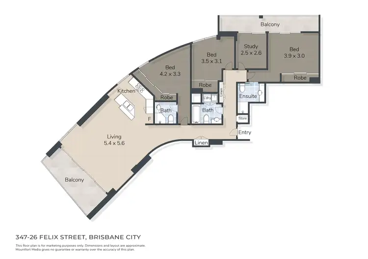 Floorplan of Homely apartment listing, 347/26 Felix Street, Brisbane City QLD 4000
