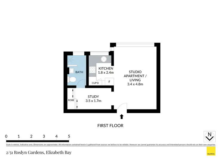 Floorplan of Homely studio listing, 2/51-59 Roslyn Gardens, Elizabeth Bay NSW 2011