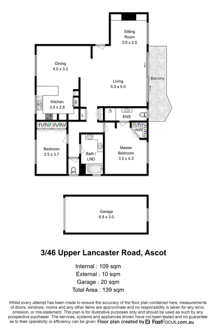 Floorplan of Homely unit listing, 3/46 Upper Lancaster Road, Ascot QLD 4007