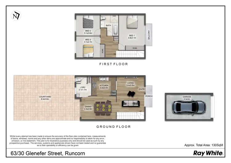 Floorplan of Homely townhouse listing, 63/30 Glenefer Street, Runcorn QLD 4113
