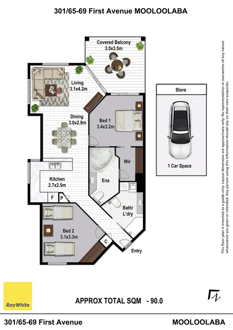 Floorplan of Homely unit listing, 301/65-69 First Avenue, Mooloolaba QLD 4557