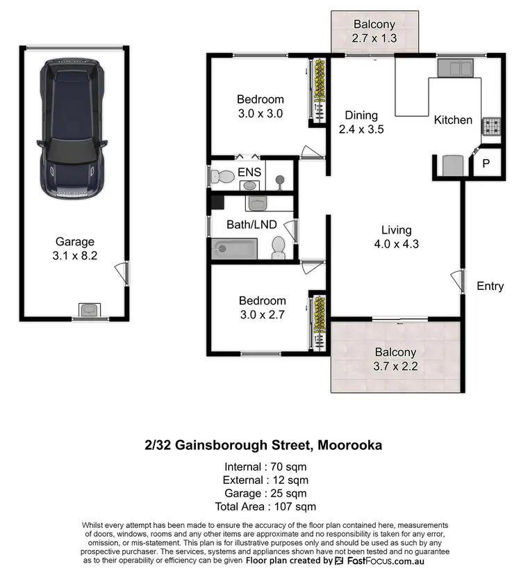 Floorplan of Homely unit listing, 2/32 Gainsborough Street, Moorooka QLD 4105
