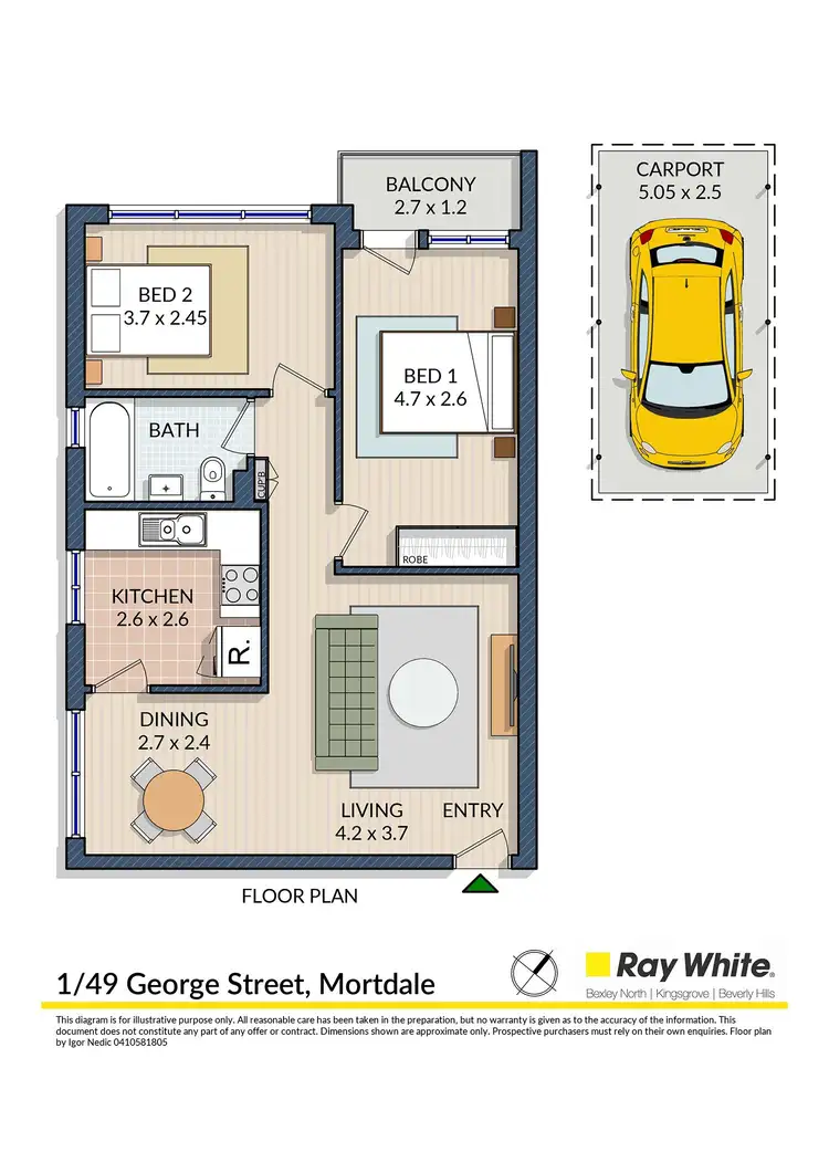 Floorplan of Homely unit listing, 1/49 George Street, Mortdale NSW 2223