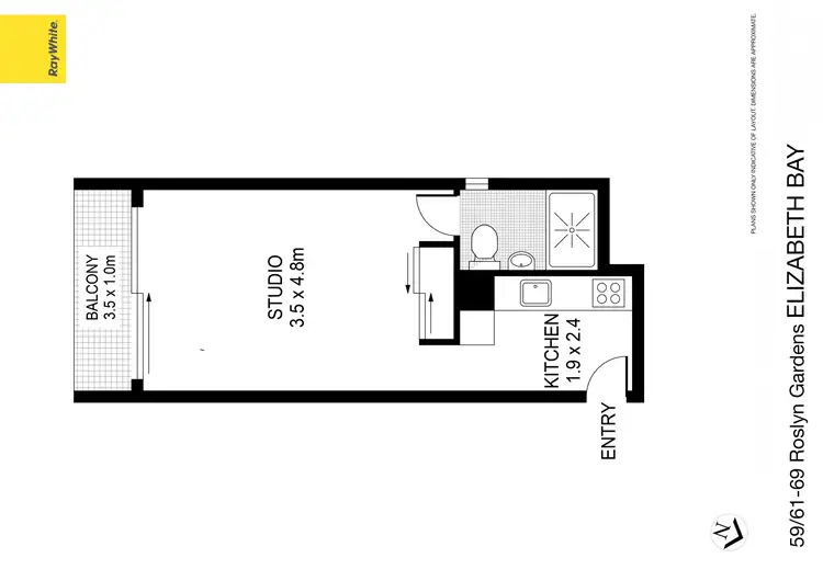 Floorplan of Homely studio listing, 59/68 Roslyn Gardens, Elizabeth Bay NSW 2011