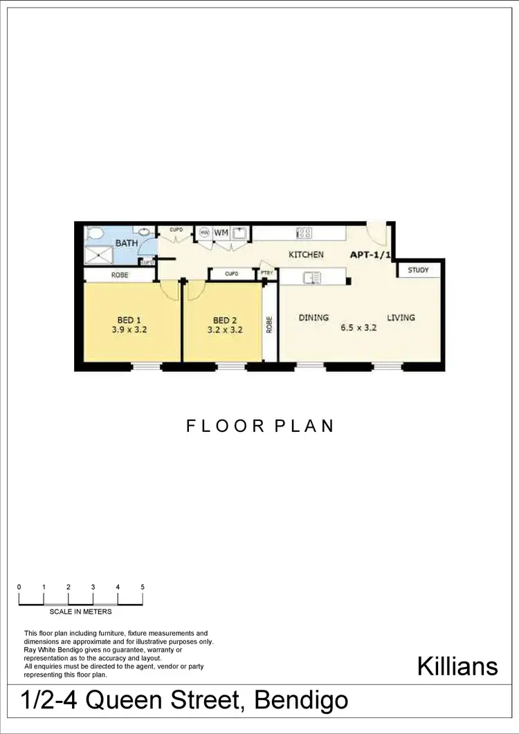 Floorplan of Homely apartment listing, 1/2-4 Queen Street, Bendigo VIC 3550