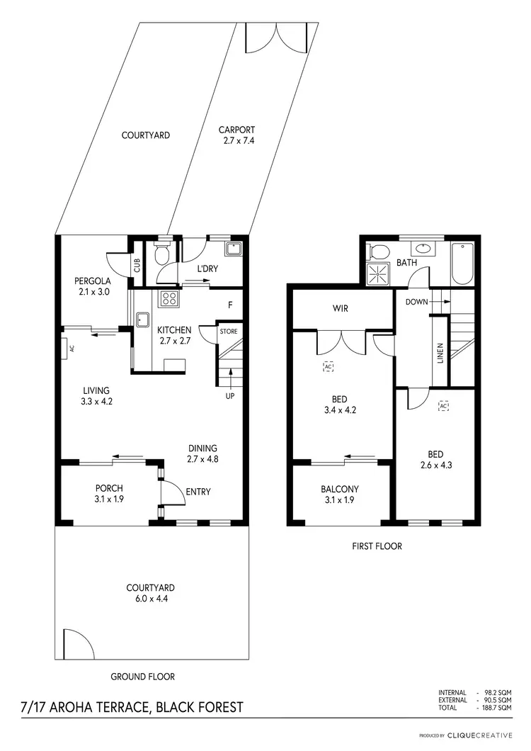 Floorplan of Homely townhouse listing, 7/17 Aroha Terrace, Black Forest SA 5035