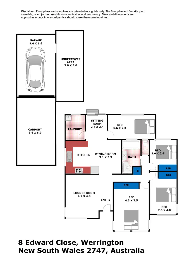 Floorplan of Homely house listing, 8 Edward Close, Werrington NSW 2747