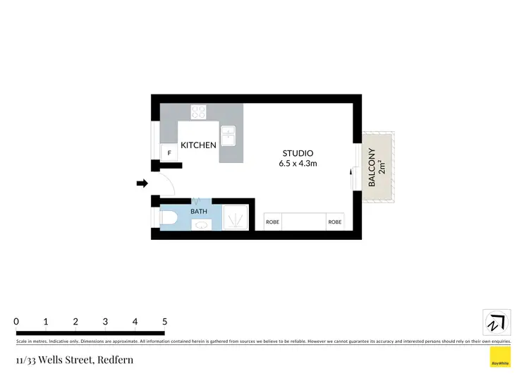 Floorplan of Homely studio listing, 11/33 Wells Street, Redfern NSW 2016