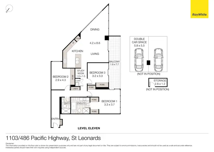 Floorplan of Homely unit listing, 1103/486 Pacific Highway, St Leonards NSW 2065
