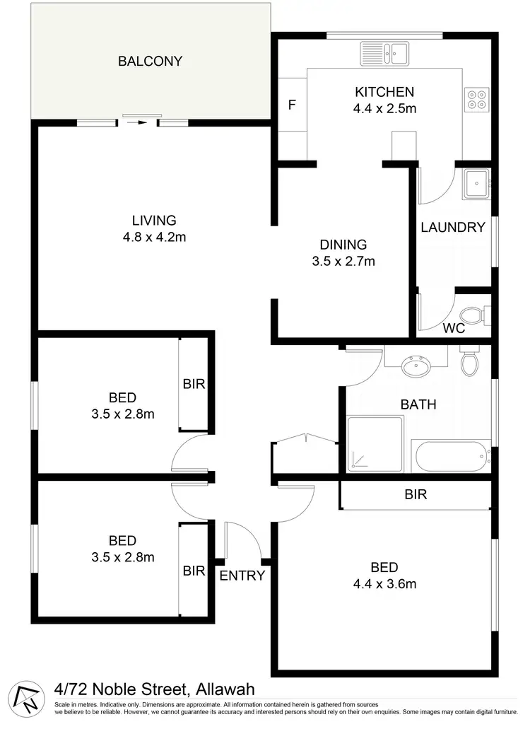 Floorplan of Homely unit listing, 4/72 Noble Street, Allawah NSW 2218