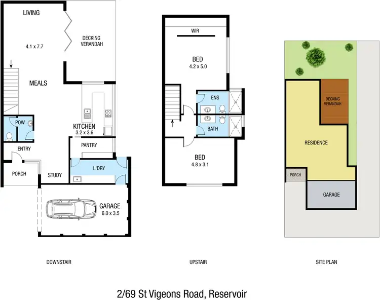 Floorplan of Homely townhouse listing, 2/69 St Vigeons Road, Reservoir VIC 3073