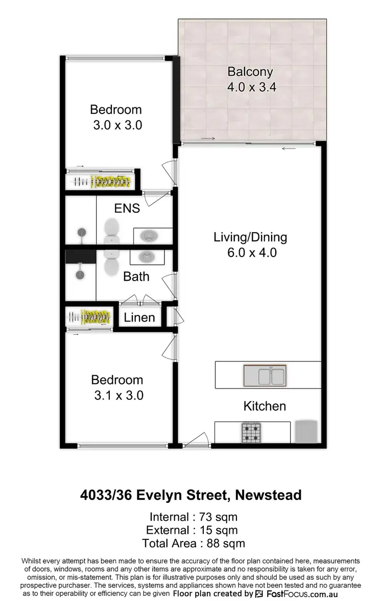Floorplan of Homely apartment listing, 4033/36 Evelyn Street (access via Austin St), Newstead QLD 4006