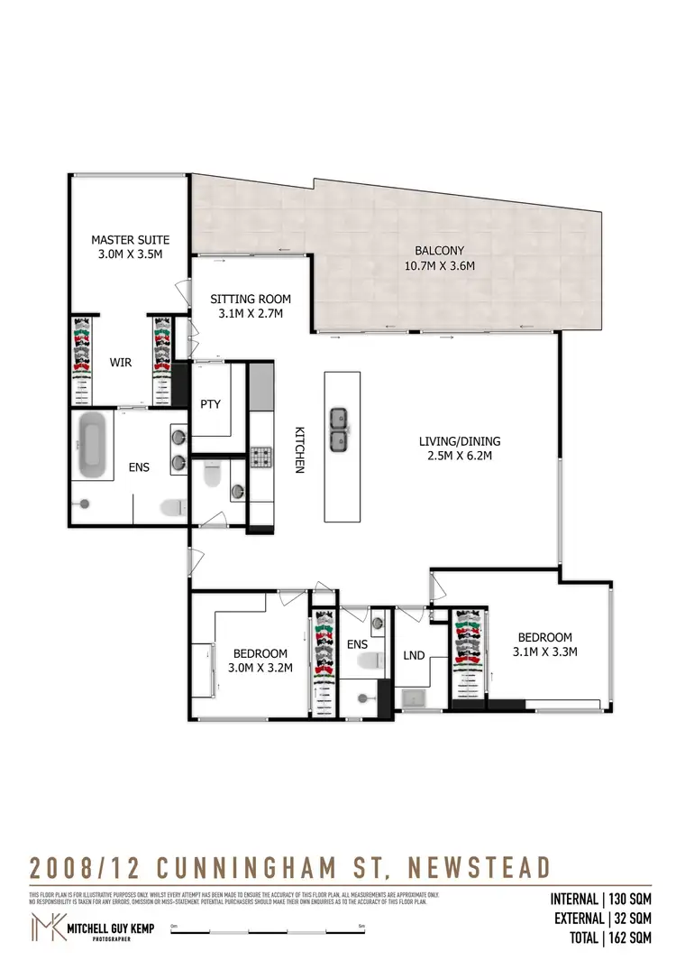 Floorplan of Homely apartment listing, 2008/12 Cunningham Street, Newstead QLD 4006