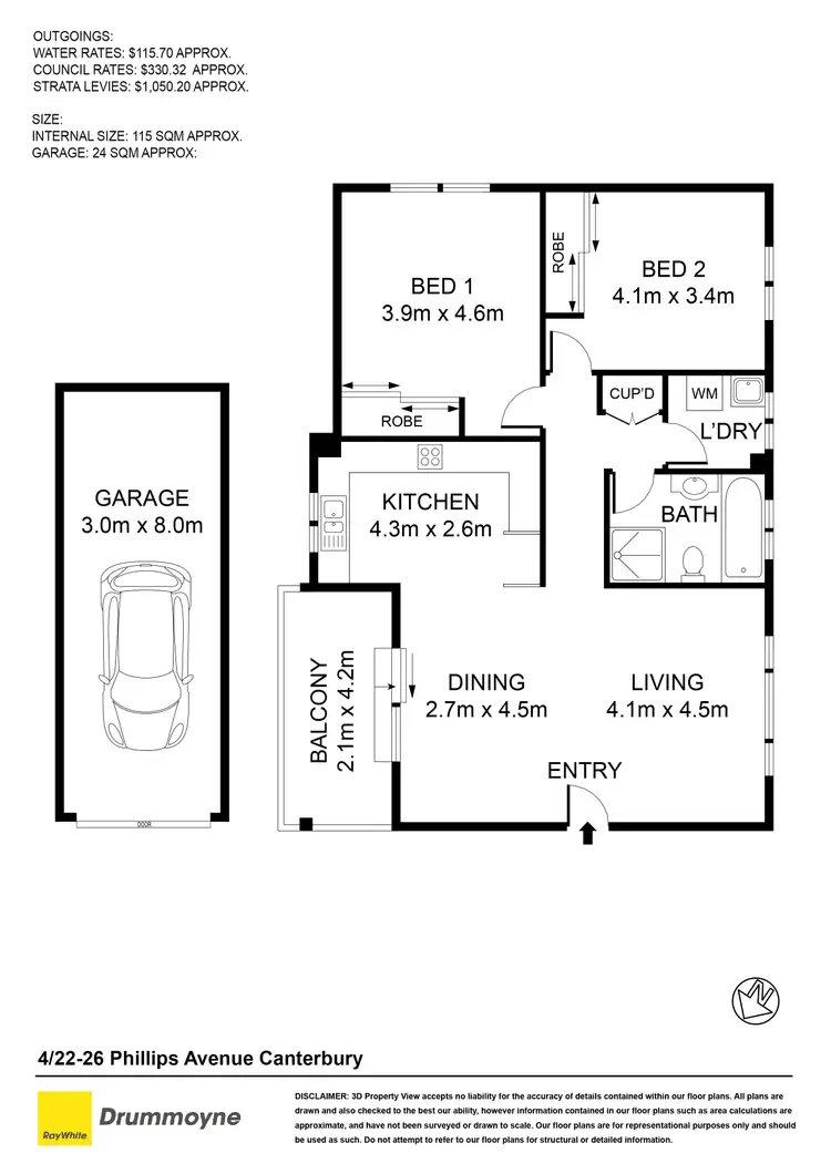 Floorplan of Homely apartment listing, 4/22-26 Phillips Avenue, Canterbury NSW 2193