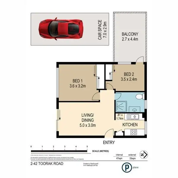 Floorplan of Homely apartment listing, 2/42 Toorak Road, Hamilton QLD 4007